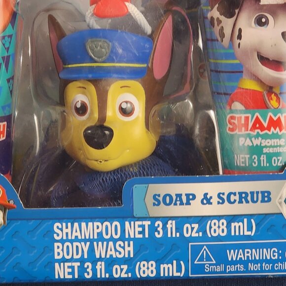 Nickelodeon Paw Patrol 4pc Soap Scrub Shampoo Body Wash Scrubby Hook Bath Set - Picture 2 of 16